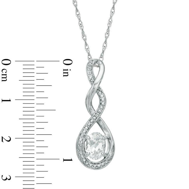 Oval Lab-Created White Sapphire and Diamond Accent Infinity Twist Pendant in Sterling Silver