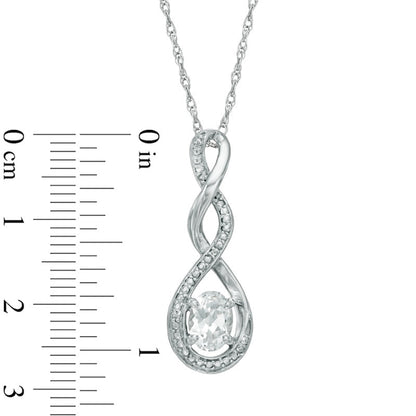 Oval Lab-Created White Sapphire and Diamond Accent Infinity Twist Pendant in Sterling Silver