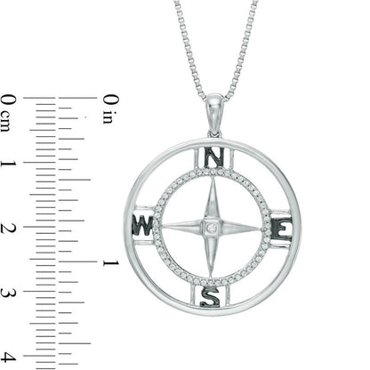 0.2 CT. T.W. Natural Diamond Compass Pendant in Sterling Silver