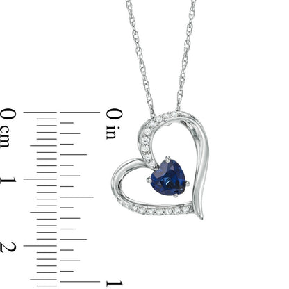 6.0mm Heart-Shaped Lab-Created Blue and White Sapphire Heart Pendant in Sterling Silver