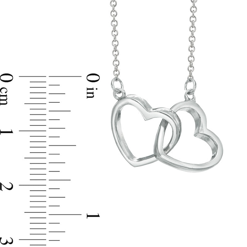 Interlocking Hearts Necklace in Sterling Silver - 16
