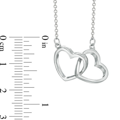 Interlocking Hearts Necklace in Sterling Silver - 16