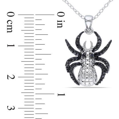 Enhanced Black Natural Diamond Accent Spider Pendant in Two-Tone Sterling Silver
