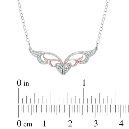 0.1 CT. T.W. Natural Diamond Masquerade-Style Heart Necklace in Two-Tone Sterling Silver