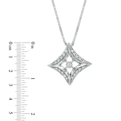 0.1 CT. T.W. Natural Diamond Concave Square Pendant in Sterling Silver
