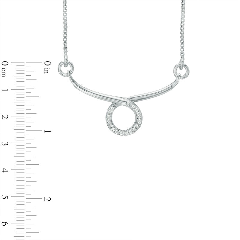 Natural Diamond Accent Abstract Taurus Zodiac Sign Necklace in Sterling Silver