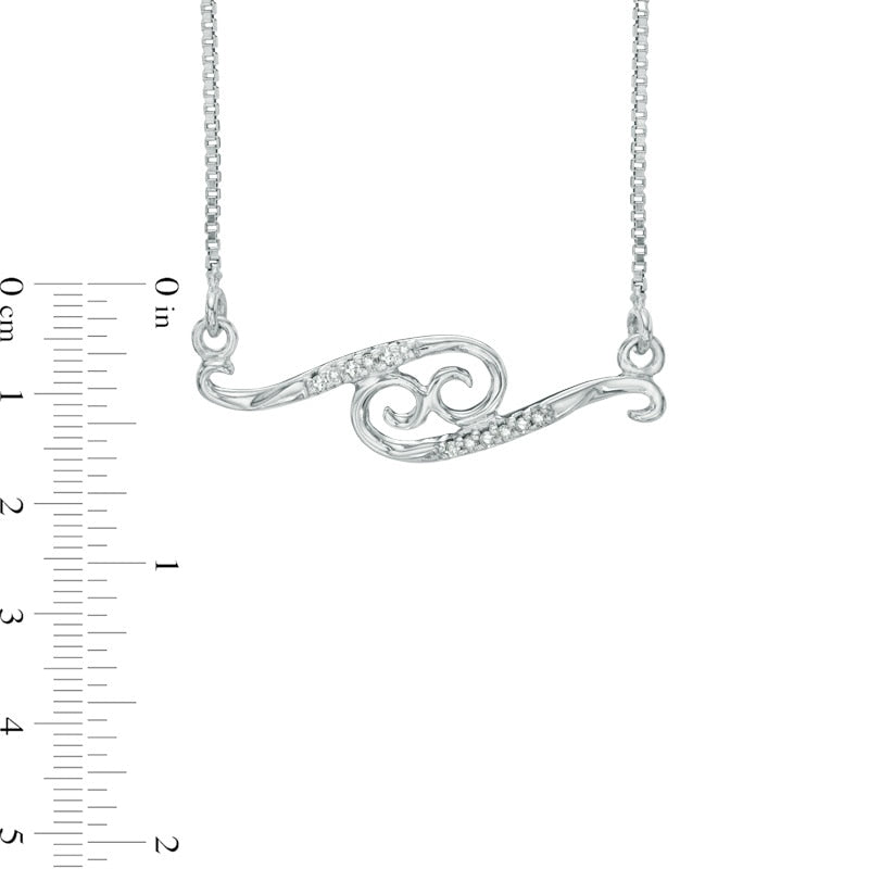 Natural Diamond Accent Abstract Cancer Zodiac Sign Necklace in Sterling Silver