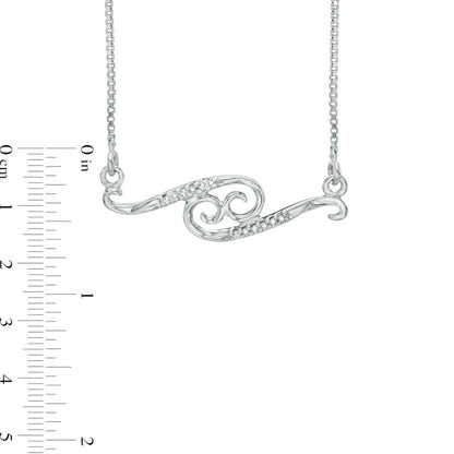 Natural Diamond Accent Abstract Cancer Zodiac Sign Necklace in Sterling Silver