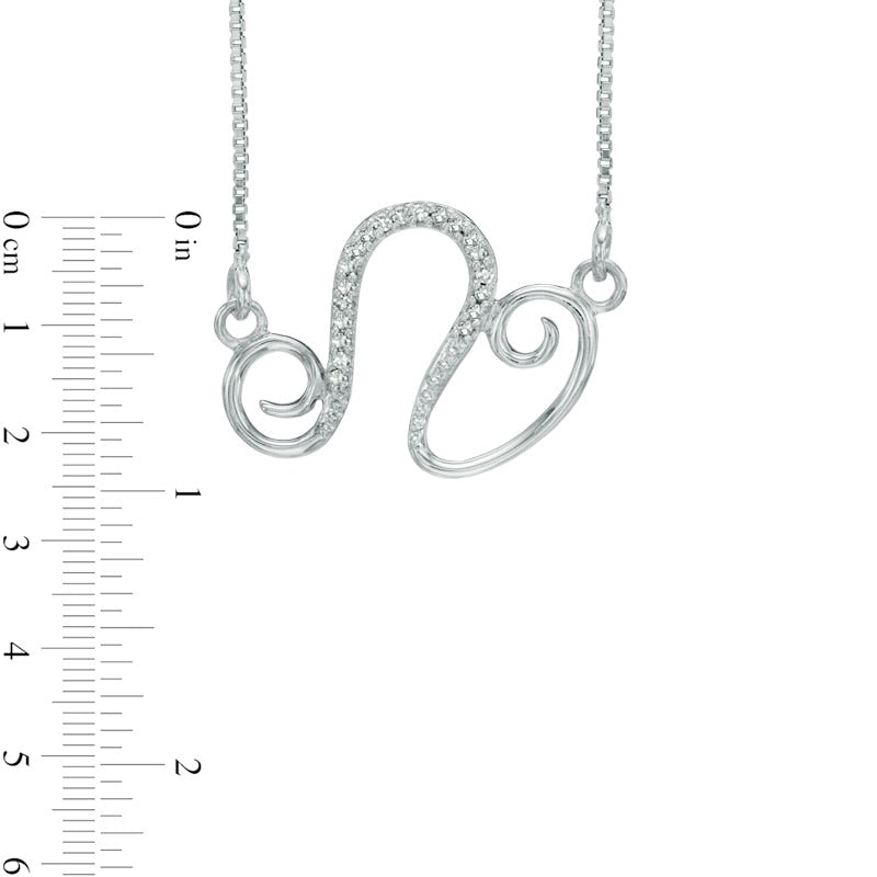 Natural Diamond Accent Abstract Leo Zodiac Sign Necklace in Sterling Silver