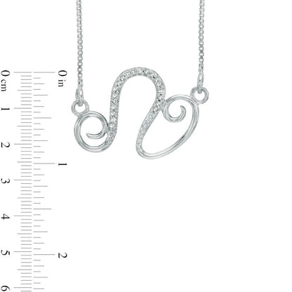 Natural Diamond Accent Abstract Leo Zodiac Sign Necklace in Sterling Silver