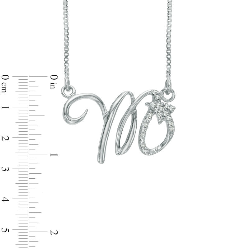 Natural Diamond Accent Abstract Scorpio Zodiac Sign Necklace in Sterling Silver