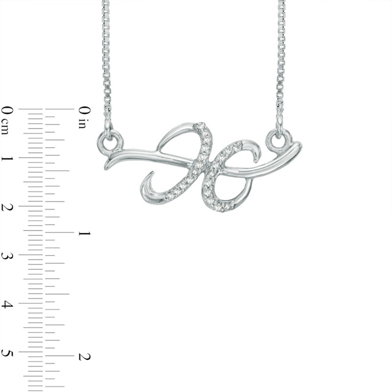Natural Diamond Accent Abstract Pisces Zodiac Sign Necklace in Sterling Silver