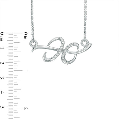Natural Diamond Accent Abstract Pisces Zodiac Sign Necklace in Sterling Silver