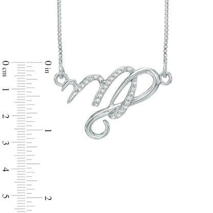 Natural Diamond Accent Abstract Virgo Zodiac Sign Necklace in Sterling Silver