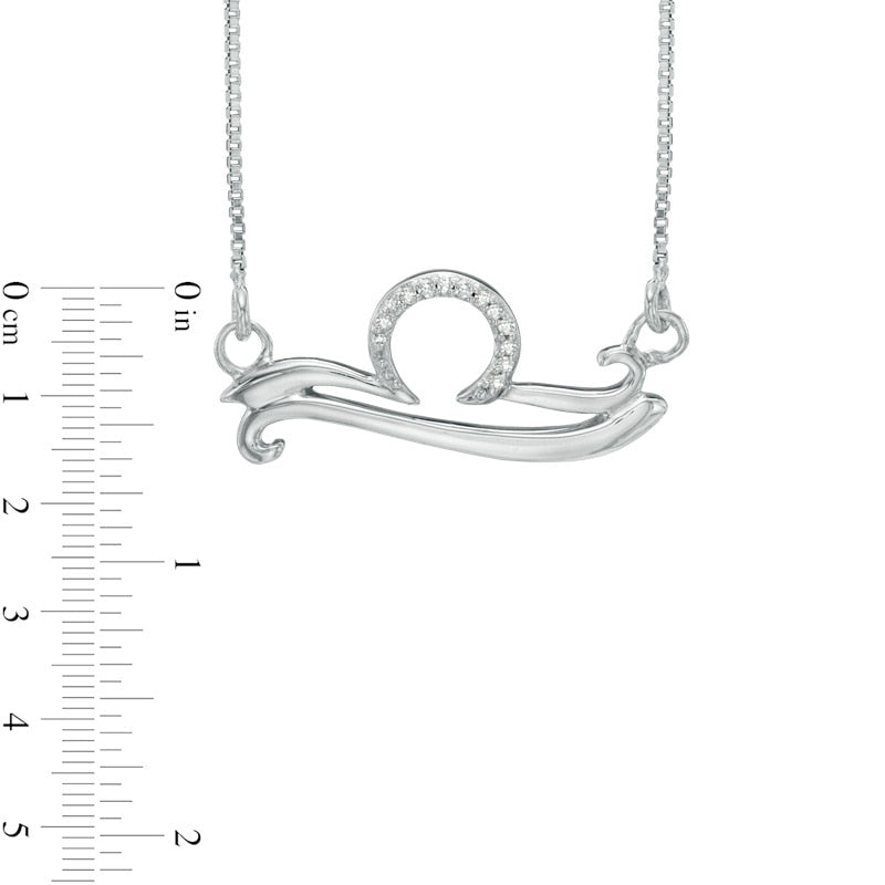 Natural Diamond Accent Abstract Libra Zodiac Sign Necklace in Sterling Silver