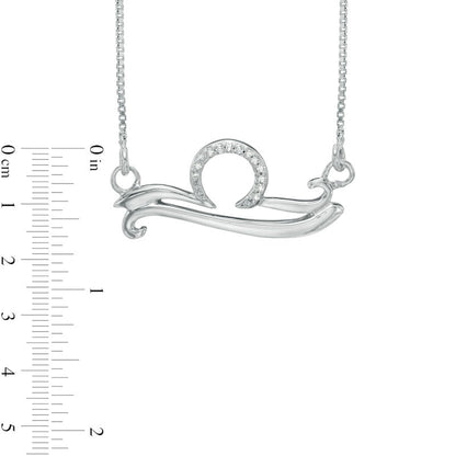 Natural Diamond Accent Abstract Libra Zodiac Sign Necklace in Sterling Silver