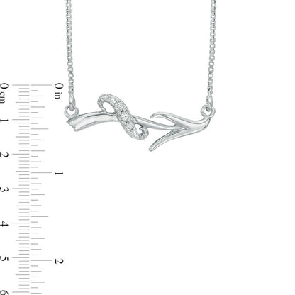 Natural Diamond Accent Abstract Sagittarius Zodiac Sign Necklace in Sterling Silver