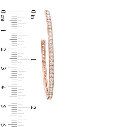 Lab-Created White Sapphire Hoop Earrings in Sterling Silver with 18K Rose Gold Plate