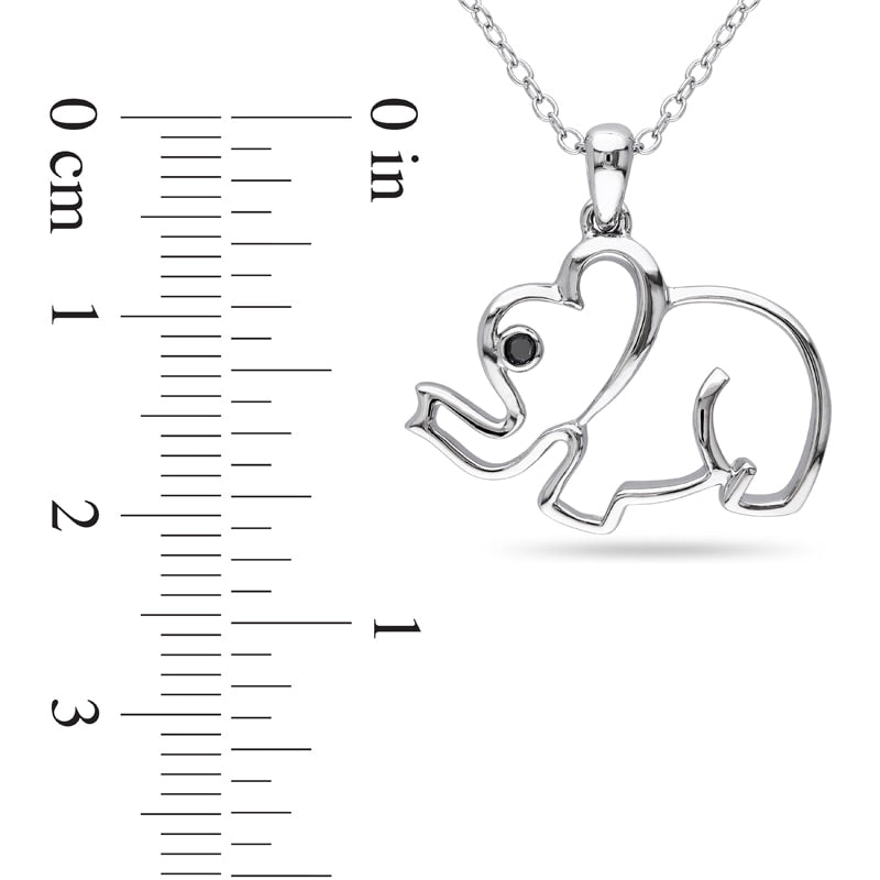 Enhanced Black Natural Diamond Accent Elephant Pendant in Sterling Silver