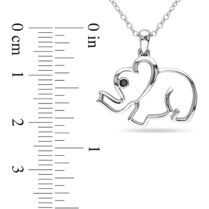 Enhanced Black Natural Diamond Accent Elephant Pendant in Sterling Silver