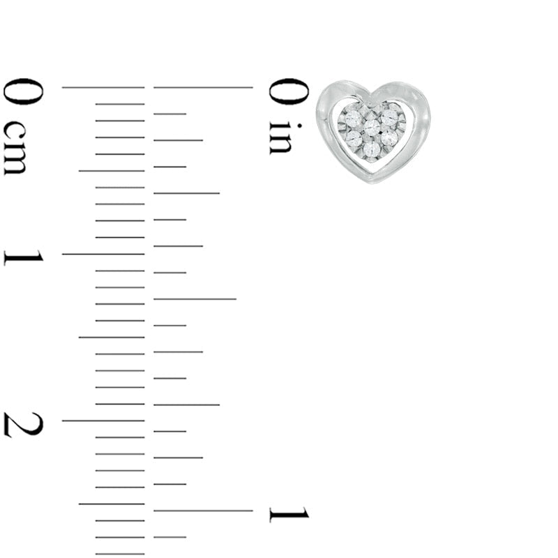 Diamond Accent Cluster Heart Stud Earrings in 10K White Gold