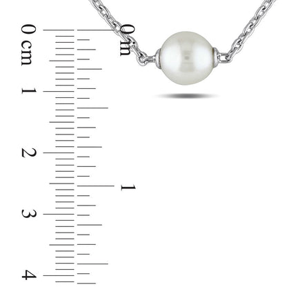 9.0 - 9.5mm Cultured Freshwater Pearl Necklace in Sterling Silver