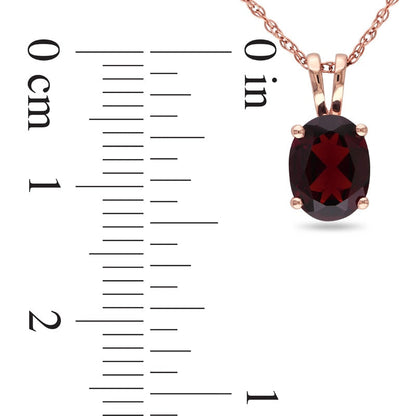 Oval Garnet Pendant in 10K Rose Gold - 17