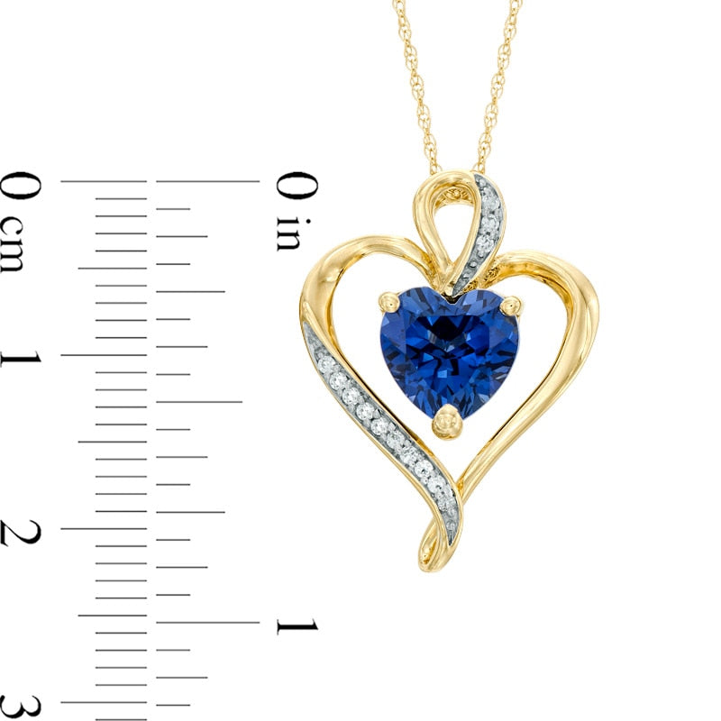 8.0mm Heart-Shaped Lab-Created Blue and White Sapphire Heart Pendant in Sterling Silver with 14K Gold Plate