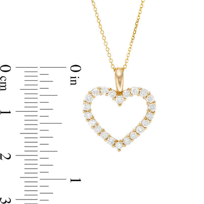 1 CT. T.W. Certified Natural Diamond Heart Outline Pendant in 14K Gold (I/I2)