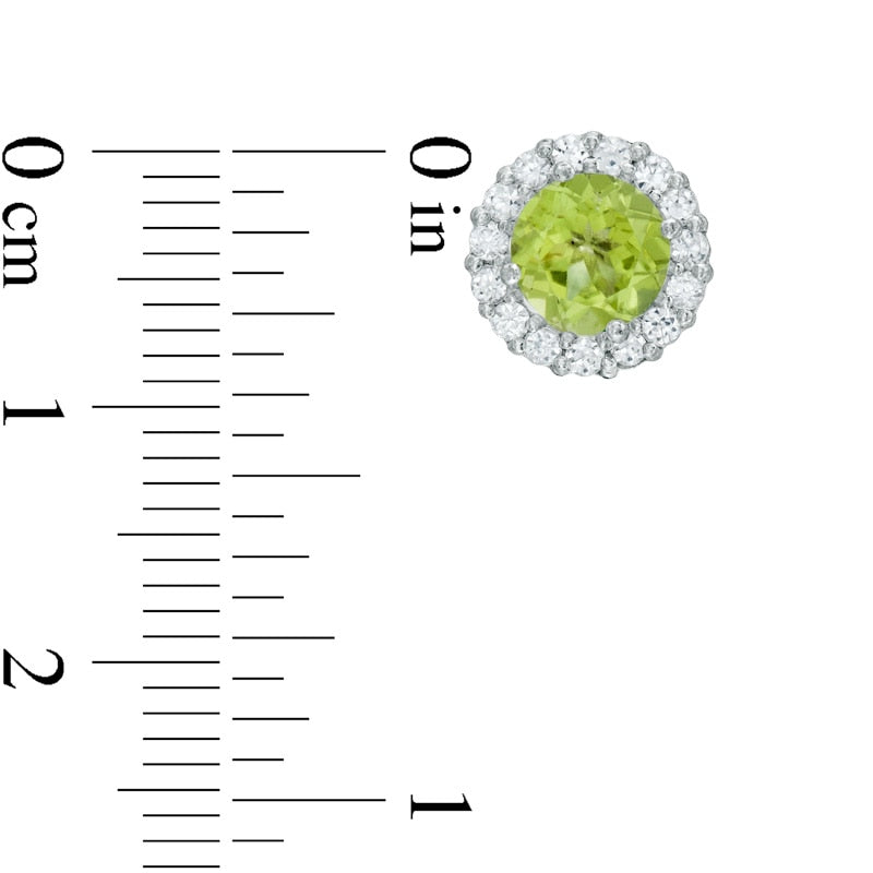 6.0mm Peridot and White Sapphire Frame Stud Earrings in 10K White Gold