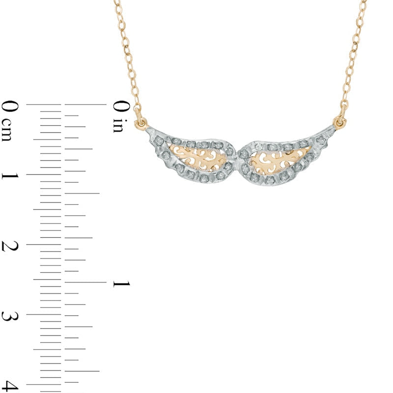 Natural Diamond FascinationÖ Wings Necklace in 14K Gold - 17