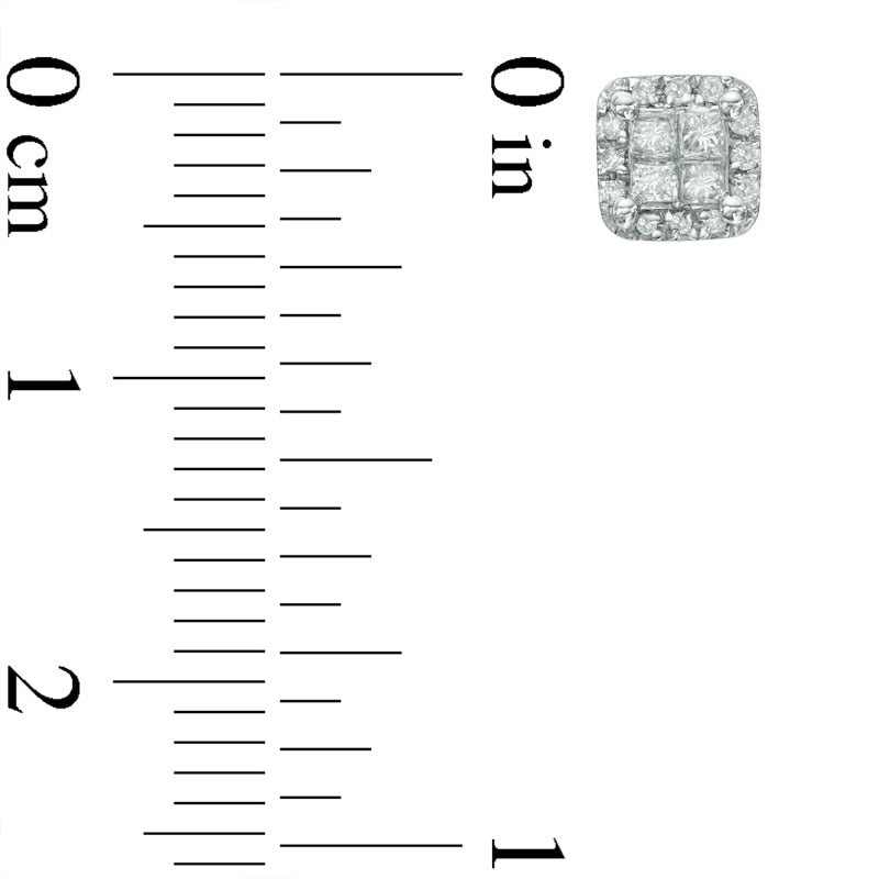 0.25 CT. T.W. Quad Princess-Cut Diamond Frame Stud Earrings in 14K White Gold