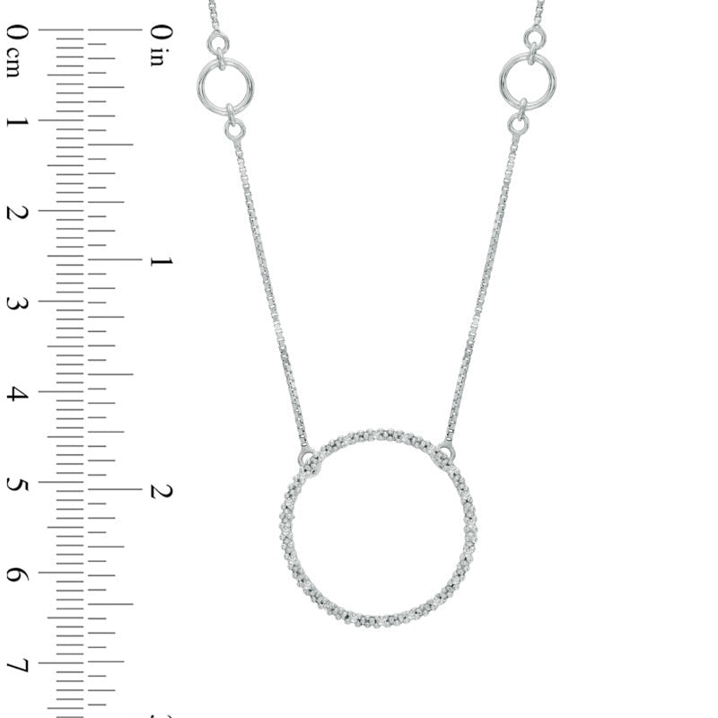 0.1 CT. T.W. Natural Diamond Circle Station Necklace in Sterling Silver - 17