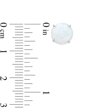 8.0mm Lab-Created Opal Stud Earrings in 10K White Gold