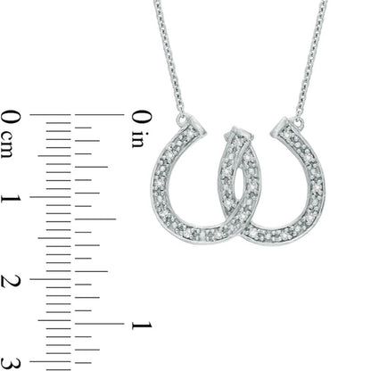 0.1 CT. T.W. Natural Diamond Double Horseshoe Necklace in Sterling Silver