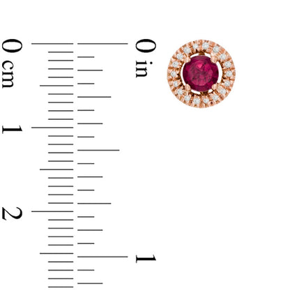 5.0mm Rhodolite and Diamond Accent Frame Stud Earrings in 10K Rose Gold