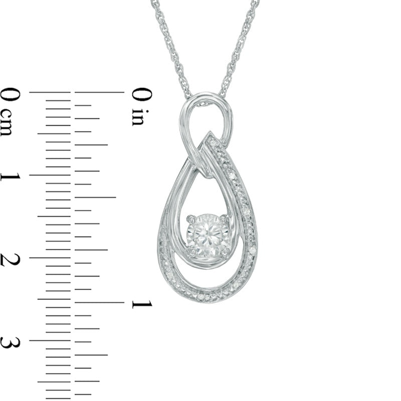 5.0mm Lab-Created White Sapphire and Diamond Accent Double Teardrop Pendant in Sterling Silver