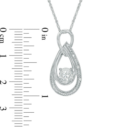 5.0mm Lab-Created White Sapphire and Diamond Accent Double Teardrop Pendant in Sterling Silver