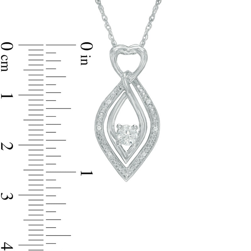 5.0mm Lab-Created White Sapphire and Diamond Accent Kite-Shaped with Heart Pendant in Sterling Silver