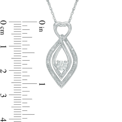 5.0mm Lab-Created White Sapphire and Diamond Accent Kite-Shaped with Heart Pendant in Sterling Silver