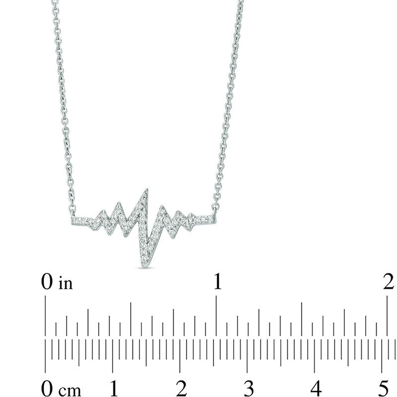 0.17 CT. T.W. Natural Diamond Heartbeat Necklace in Sterling Silver
