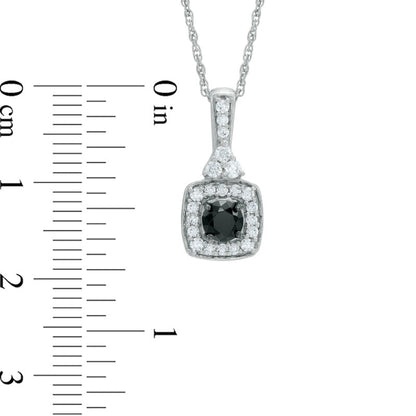0.5 CT. T.W. Enhanced Black and White Natural Diamond Square Pendant in Sterling Silver