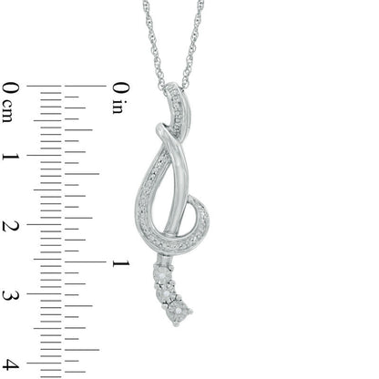 Natural Diamond Accent Treble Clef Ribbon Pendant in Sterling Silver