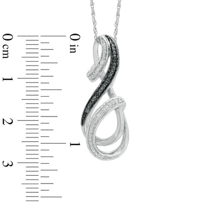 Enhanced Black and White Natural Diamond Accent Beaded Infinity Ribbon Pendant in Sterling Silver