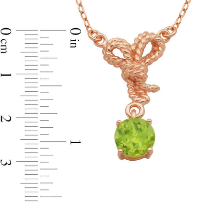 6.0mm Peridot Rope Knot Necklace in Sterling Silver with 18K Rose Gold Plate