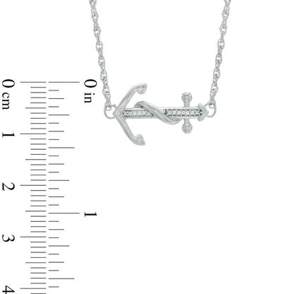 Natural Diamond Accent Sideways Anchor Necklace in Sterling Silver - 17