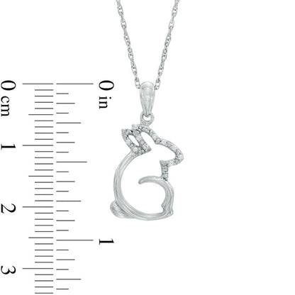 Natural Diamond Accent Sitting Rabbit Pendant in Sterling Silver