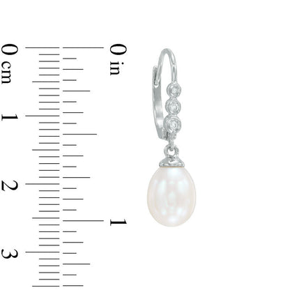 Cultured Freshwater Pearl and 0.05 CT. T.W. Diamond Drop Earrings in 10K White Gold