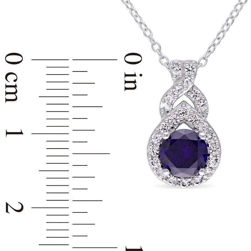 6.5mm Lab-Created Blue and White Sapphire Pendant in Sterling Silver