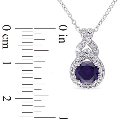 6.5mm Lab-Created Blue and White Sapphire Pendant in Sterling Silver